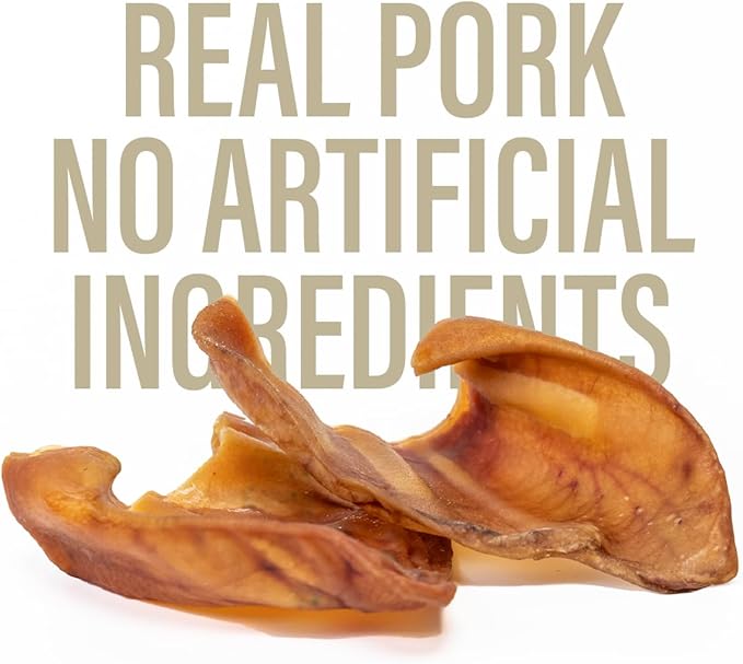 Chewer's Joy Pig Ears for Dogs – 12 Count – Natural Chew Treats – Long-Lasting, Single Ingredient, Oven-Baked – Great for Dental Health and Stress Relief