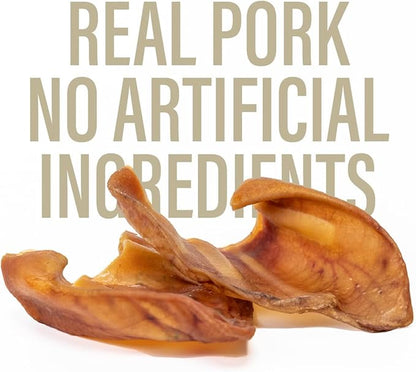 Chewer's Joy Pig Ears for Dogs – 12 Count – Natural Chew Treats – Long-Lasting, Single Ingredient, Oven-Baked – Great for Dental Health and Stress Relief