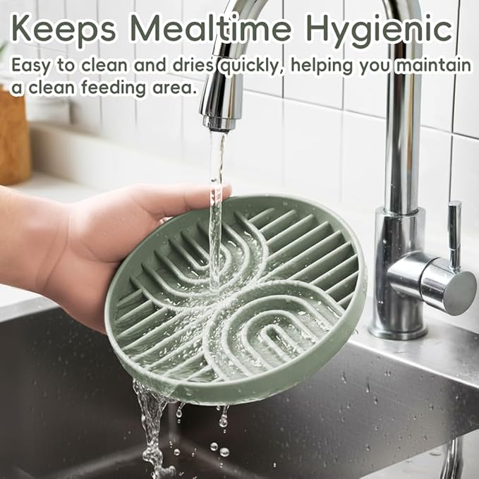 Slow Feeder Dog Bowl, Silicone Puzzle Bowl With Suction Cups for Dogs & Puppies, Anxiety Relief, Slow Eating, Dishwasher Fit, All Breeds, Green