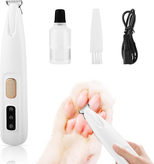 Upgraded Electric Dog Paw Trimmer, Paw Trimmers for Dog's Feet, Rechargeable Pet Shaver with LED Light, Low Noise Pet Hair Clippers for Paws Eyes Ears Face Rump