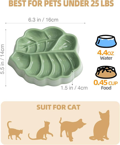 Slow Feeder Dog Bowl, 0.44 Cups Ceramic Dog Food Dish for Fast Eaters Small Breed, Puzzle Bowl for Small Dogs and Cats(Green)