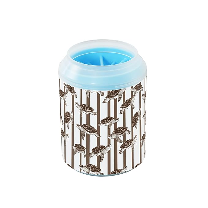 Dog Paw Cleaner Cups for Dogs Pets Foot Washer Paw Scrubber for Medium Small Cats Dogs Cleaning Cup Brown White Striped Sea Turtle