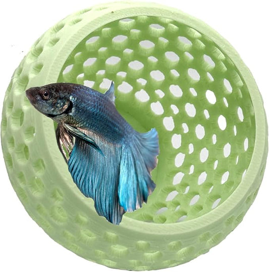 Betta Bulb Hide 2.0 | Betta Rest Fish Tank Ornament Large | Aquarium Cave with Suction Cup for Small Fish Tank, Betta Habitat, Shrimp Hideout, Aquatic Decor Large (Minty Dream)