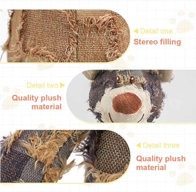 Dog Toys for Aggressive Chewers,Indestructible Robust Bear Toy, Durable Squeaky Toys for Heavy Chewers, Interactive Dog Toy Unbreakable Stuffed Plush for Small, Medium Sized Dogs (Purple, Large)