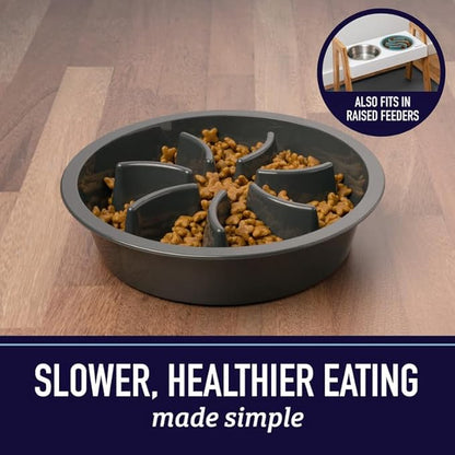 Leash Boss Slow Feeder Dog Bowls - 2 Cup, Puzzle Dog Food Bowl with Feeder Holes, Fits into Elevated Pet Feeders, Slow Eating for Large, Medium & Small Sized Breeds, Orange
