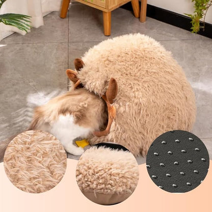 Mushroom Shape Cat House Cow Shape Cat Cave Bed Semi-Enclosed Cave-Style Warm Cat House Pet Nest for Cats Small Dogs