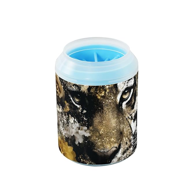 Dog Paw Cleaner Washer Cup Fancy Animal Print for Muddy Pet Foot 1 Pack