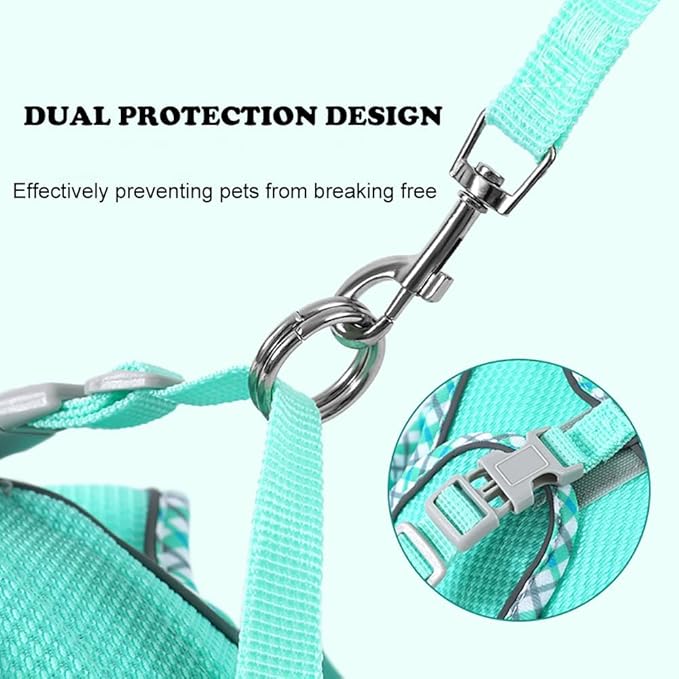 Dog Harness and Leash Set, No Pull Adjustable Reflective Pet Harness for Small Medium Dogs, Step in Vest Harness Easy Walk Dog Harness Outdoor Hiking Training for Small Dogs, Cats(Green, XS)