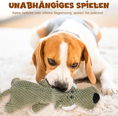 2026 New Dog Toys,Indestructible Plush Dogs Toy for Aggressive Chewers,Squeaky Durable Chew Toy for Indoor Pups Teething, Stuffed Toys for Small Medium Large Dogs (A-Grey)