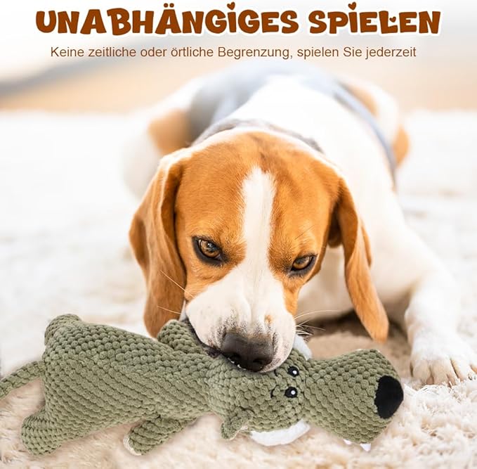 2026 New Dog Toys,Indestructible Plush Dogs Toy for Aggressive Chewers,Squeaky Durable Chew Toy for Indoor Pups Teething, Stuffed Toys for Small Medium Large Dogs (A-Grey+Green)