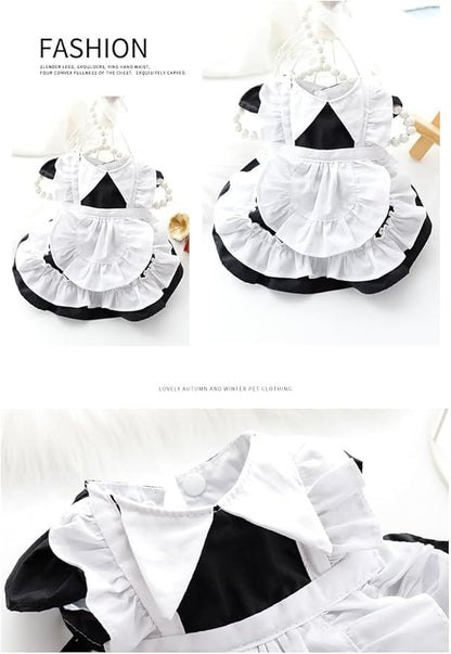 Elegant Princess Lace Dress Tutu Queen Style with Bowknot for Small, Extra Small Dog Teddy, Pug, Chihuahua, Shih Tzu, Yorkshire Terriers M-Black S