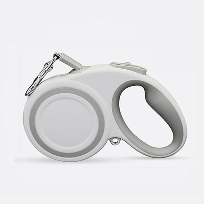 Retractable Dog Leash, Heavy Duty Reflective Nylon Tape Lead 16 ft Long, up to 110lbs, One-Handed Brake, Lock, Automatic Telescopic Dog Tape, Non-Slip Handle (White-Gray, Large)