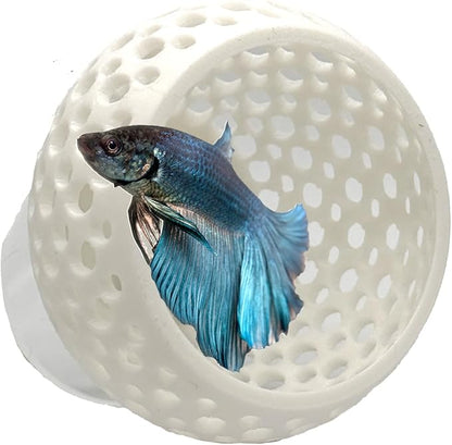 Betta Bulb Hide 2.0 | Betta Rest Fish Tank Ornament Large | Aquarium Cave with Suction Cup for Small Fish Tank, Betta Habitat, Shrimp Hideout, Aquatic Decor Large (Pure White)