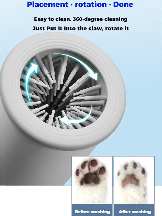 Automatic Dog Paw Cleaner Cup, Electric Dog Paw Washer with Soft Silicone Bristles, USB Rechargeable, 2-Speed Rotation, Easy Clean Paw Wash for Dogs (White)