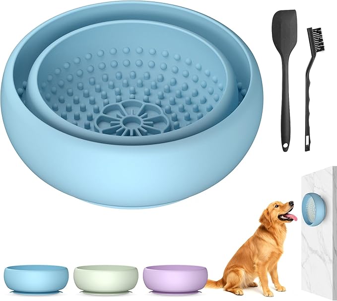 Pawinner 2 Pack Dog Lick Bowl, Freeze Lick Mat for Dogs, Non-Slip Slow Feeder Licking Bowl with Suction Cups, Food Grade Silicone, Enrichment Puzzle Feeder for Distraction