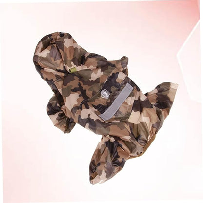 Kisangel Dog Raincoat with Hood Lightweight Breathable Small Pet Rain Slicker Reflective Camouflage Design for Puppies and Cats