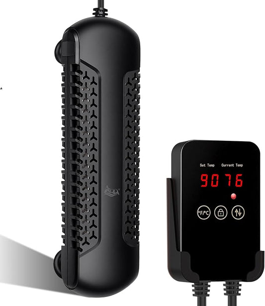 AQQA Aquarium Heater 1200W for Large Fish Tanks 170-290 Gallon Submersible Pond Heater with Overheat & Dry-Run Intelligent Protection System for Freshwater and Saltwater (1200W for 170-290Gal)