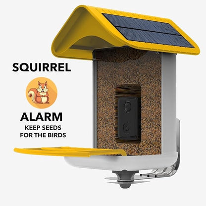 Easy Quick Set Up, Smart Bird Feeder with Camera - Dual Solar Panels,1080P High-Definition Wireless Outdoor Video, Durable with Squirrel Alarm for Home, Back Yard, and Identify 10,000+ Bird Species