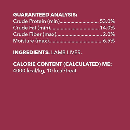 Amazon Brand - Wag Freeze-Dried Raw Single Ingredient Dog Treats, Lamb Liver, High Protein, Healthy Training Treats or Meal Topper for all Dogs, Grain-Free, 3.3oz