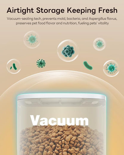 15L Automatic Dog Feeder for Large Breed, 2025 Vacuum-Sealed Storage Airtight 100% Freshness Timed Auto Dog Food Dispenser, Anti-Blockage System, Support up to 22mm Pet Food, Stainless Steel Bowl