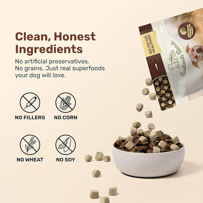BADLANDS RANCH Superfood Nuggets – Freeze-Dried Raw Dog Treat & Food Topper, Nutrient-Dense Duck & Kale Formula, High Protein, No Artificial Additives, 8oz Bag