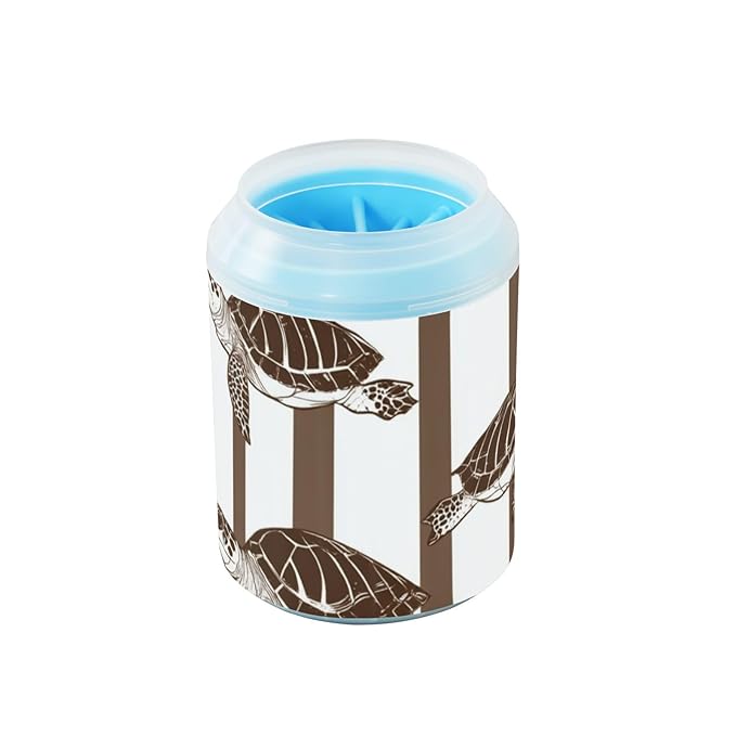 Dog Paw Cleaner Cups for Dogs Pets Foot Washer Paw Scrubber for Medium Small Dogs Cats Cleaning Cup Brown White Striped Sea Turtle