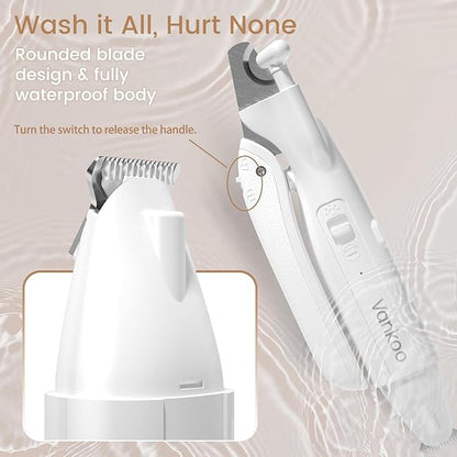 2 in 1 Dog & Cat Nail Clippers & Trimmers with LED Lights, Splash Guard - Pet Hair Trimmer for Around Paws, Ear, Eye,Face, Rump Rechargeable & IPX7 Waterproof Grooming Supplies for Dog, Cat