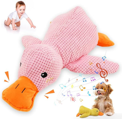 2025 New Calming Duck for Dogs, Quack-Quack Duck Dog Toy with Soft Squeaker, Durable Yellow Stuffed Dog Toy, Indoor Puppy Chewers (Pink)