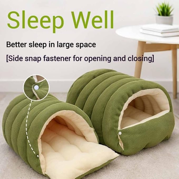 Cat Bed, Cat Beds for Indoor Cats, Cat Cave Bed Cat Tent with Removable Cushion, Warm Cave Nest Sleeping Bed Puppy House for Cats Small Dogs (Beige, M)