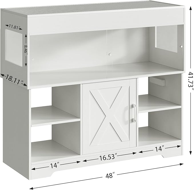 Herture 60 Gallon Reptile Tank with Stand, Terrarium Tank with Storage Cabinet, for Lizards, Skinks, Snakes, Sliding Acrylic Doors, Mesh Top, Built-in Power Outlet White PX02RTW