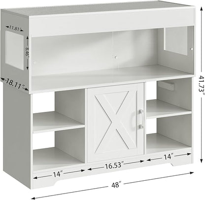 Herture 60 Gallon Reptile Tank with Stand, Terrarium Tank with Storage Cabinet, for Lizards, Skinks, Snakes, Sliding Acrylic Doors, Mesh Top, Built-in Power Outlet White PX02RTW