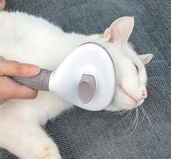 Dog & Cat Brush, Soft Self Cleaning Slicker Brush, Skin-Friendly Upgraded Dog Brush for Shedding, Massaging, and Grooming – Perfect for Long & Short Coats (Gray)