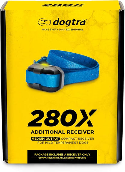 Dogtra 280X E-Collar Additional Receiver 10 lbs+, 1/2 Mile Range, LED Light, 100 Levels of Precise Control for Stubborn Dogs, Waterproof, Boost for Quick Recall, Vibration, Safety Lock & Tone
