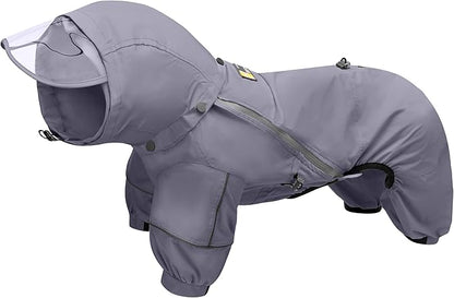 WOOFO Full-Coverage Dog Raincoat, Lightweight, Comfortable, Adjustable & Easy to Wear Dog Rain Jacket, Detachable Cap, Reflective Strip (Grey, Small)