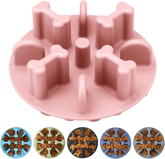 Slow Feeder Dog Bowls Insert, Animire Soft Silicone Anti-Choking Puzzle Anti-Slip Slow Down Eating Feeder Insert, Compatible with Regular Elevated Dog Bowls