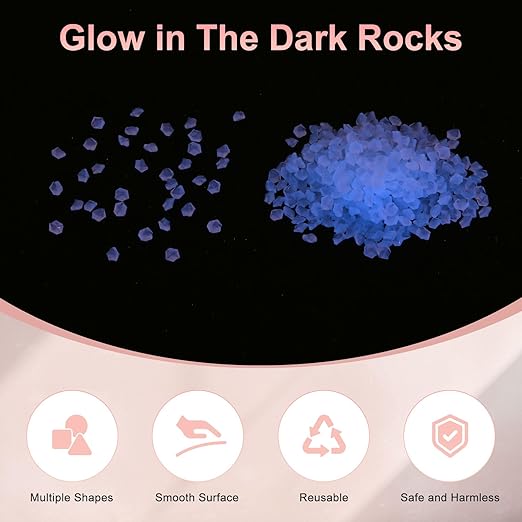 10000-Pack Glow in The Dark Rocks, 0.2" Resin Outdoor Garden Decorations Luminous Rhombus Stones for Garden Plants/Aquarium/Backyard Path, Aquarium Gravel [White]