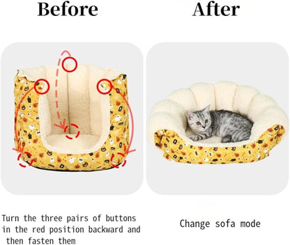 Autumn and Winter Pet Tent Bed, Multi-Functional with Three Functions in One, Can Be Used As A Pet Sofa, Multiple Usage Methods, Yellow Dog Tent Nest, Cat Couch Bed