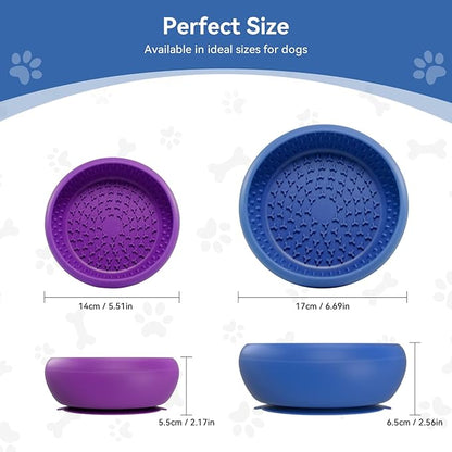 Slow Feeder Dog Bowl, BPA-Free Silicone Lick Mat for Small and Medium Dogs, Non-Slip & Dishwasher Safe (Package)