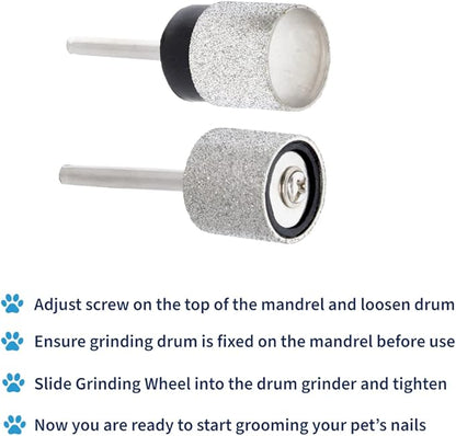 120&80 Grit Diamond Bit for Dog Nails Grinder Including 2pcs 1/2" Mandrel - Pet Nail Grinder Diamond Wheel (Finishing #120 Coarse #80)