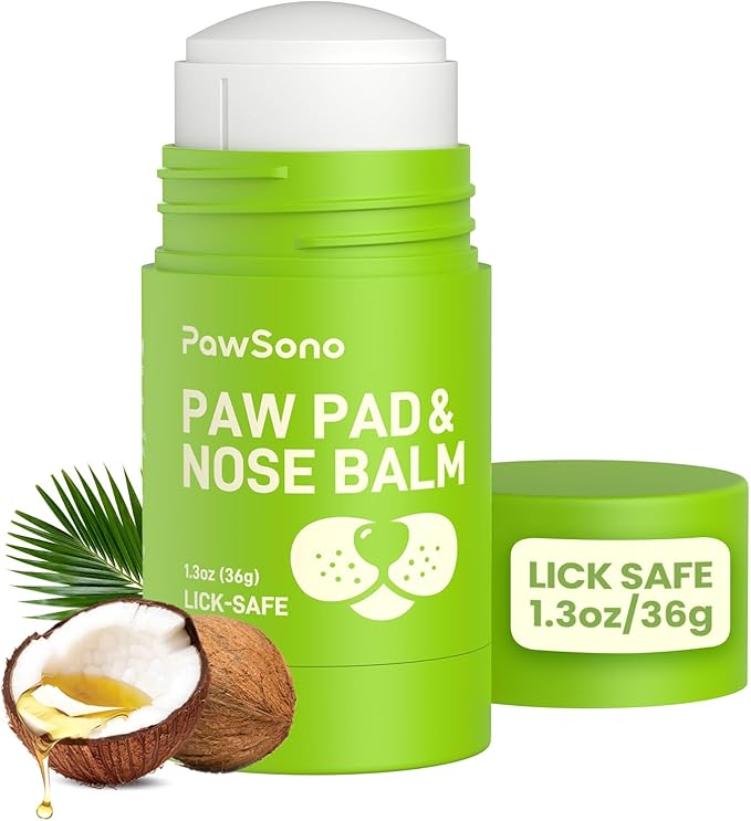 Lick-Safe Dog Paw & Nose Balm with Coconut Oil | Winter Snow, Road Salt & Cold Pavement Protector | All-Natural Moisturizer & Soother for Dry, Cracked Pads & Snout | Horse Hoof, Joint Care