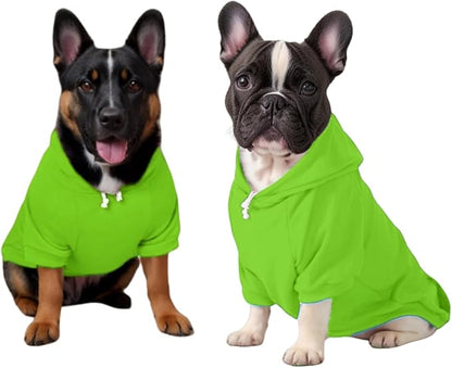 Small Dog Hoodie with Leash Hole and Pocket, Soft Winter Dog Sweater, Cozy Hoodies Sweatshirt for Small Dogs Puppy and Cat, Cold Weather Pet Clothes (Green Dog Hoodie, Medium)