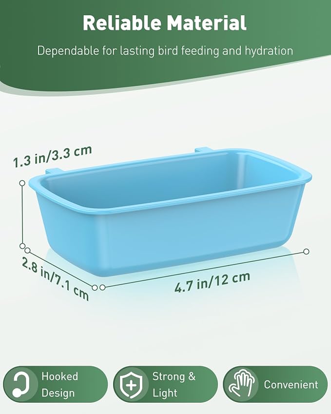 Pawfly 4 Pcs Cage Cups Hanging Plastic Bird Cage Feeders with Hooks 10 oz Rabbit Feeders for Cages Rabbit Food Bowls Waterers Bunny Cage Feeding Dishes for Small Pets Parrots Hamsters Guinea Pigs