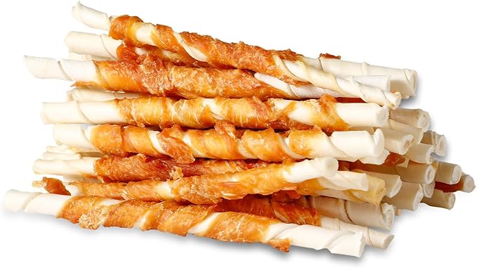 PETPHABET Chicken Wrapped Rawhide Dog Treats - Hide Twists Sticks for Chew, Natural Pet Snack for Small Puppy Traning and Dental Healthy, Chicken Flavor, 5 Inch, 30 Count
