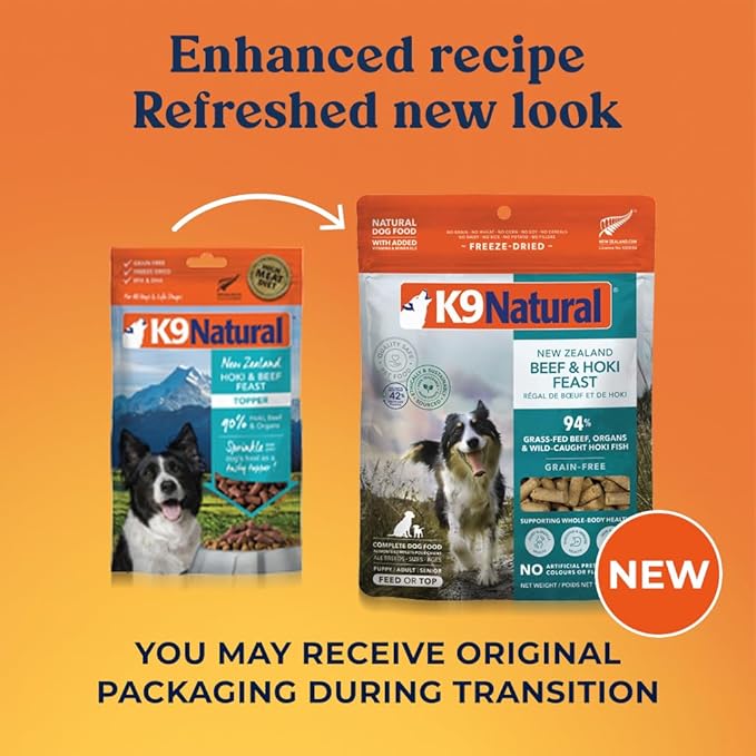 K9 Natural Grain-Free Freeze-Dried Dog Food, New Zealand Beef & Hoki Feast 8lb