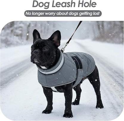 Dog Winter Coat Warm Padded Puppy Jacket Windproof Water Resistant Clothes for Small Medium Large Pets Christmas Sweater Outfit Vest(Grey, XS)