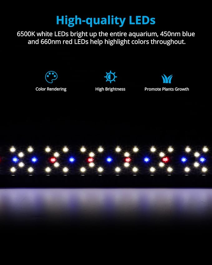 NICREW SkyLED Plus Aquarium Plant Light, Freshwater Fish Tank Light with Ramp Up and Dim Down, Spectrum Adjustable and Lighting Schedule Programmable with Controller, 12-18 Inches, 11 Watts