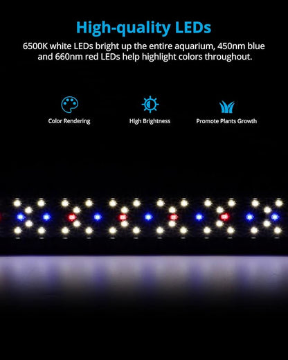 NICREW SkyLED Plus Aquarium Plant Light, Freshwater Fish Tank Light with Ramp Up and Dim Down, Spectrum Adjustable and Lighting Schedule Programmable with Controller, 12-18 Inches, 11 Watts
