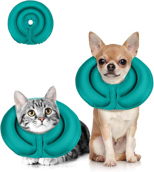 MIDOG Soft Inflatable Dog Cone - Comfortable Alternative After Surgery That Doesn't Block Vision, Patented Donut Recovery Collar Prevents Licking for Large & Medium Dogs (XS)
