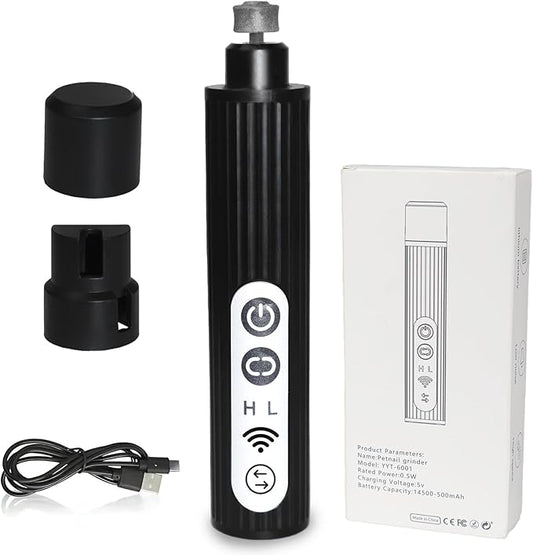 Dog Nail Grinder with 6 LED Lights, One-Touch Reverse, 2-Speed Professional, Super Quiet and Low Vibration Electric Pet Nail Trimmer for Painless Grooming Large, Medium, Small Dogs and Cats (Black)