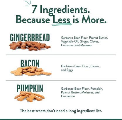 Portland Pet Food Company Natural Dog Treats Variety Pumpkin Gingerbread & Bacon Dog Biscuits - Grain-Free, Human-Grade Healthy Training & Snacks - Puppy, Small, Large Breed - Made in the USA - 3 Pack